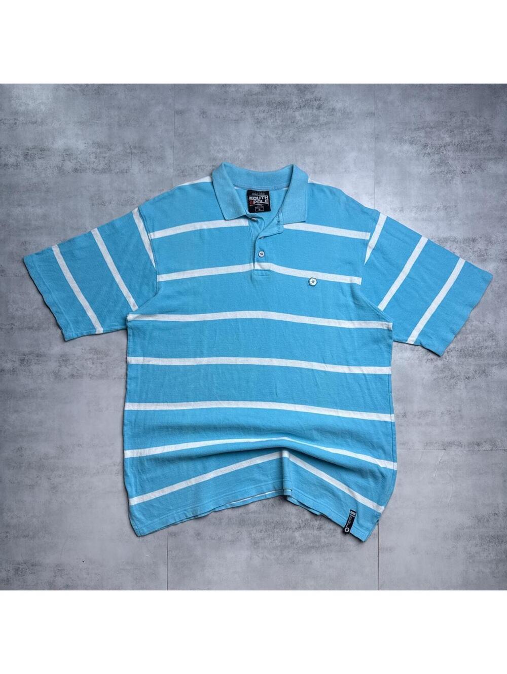 Y2K Southpole 00s Blue Striped Polo Shirt